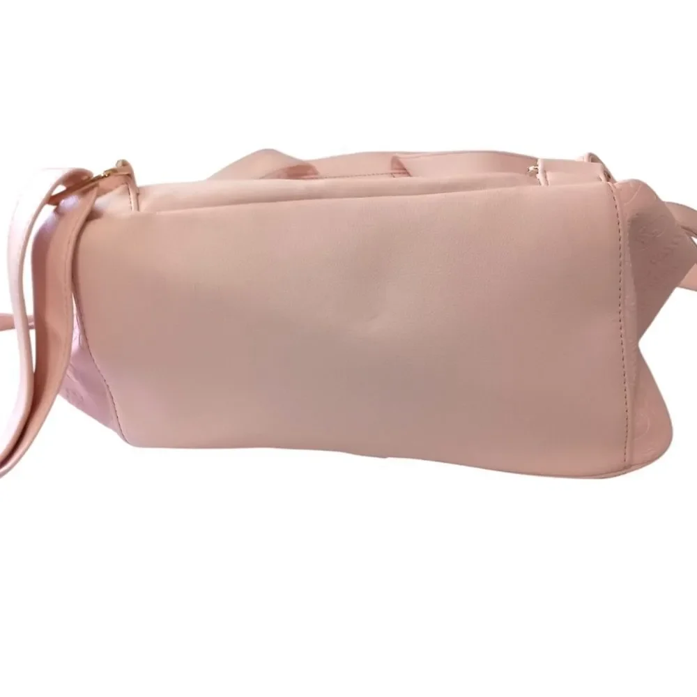 Juicy Couture‎ Pink Faux Leather Backpack Monogram Gold Logo School Travel Bag